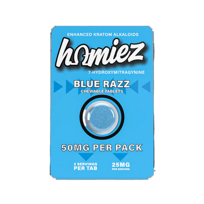 HOMIEZ 7-HYDROXYMITRAGYNINE TABLETS 1CT / 50MG EACH – BLUE RAZZ