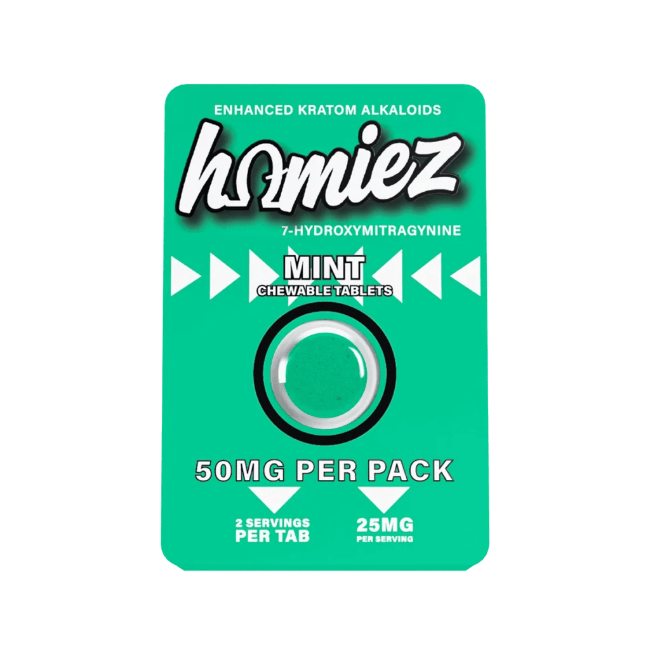 HOMIEZ 7-HYDROXYMITRAGYNINE TABLETS 1CT / 50MG EACH – MINT