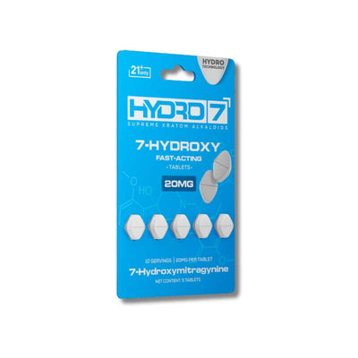 HYDRO 7 SUPREME KRATOM ALKALOIDS 7-HYDROXY 5CT 20MG PER TABLET 100MG PER PACK  10MG PER SERVING