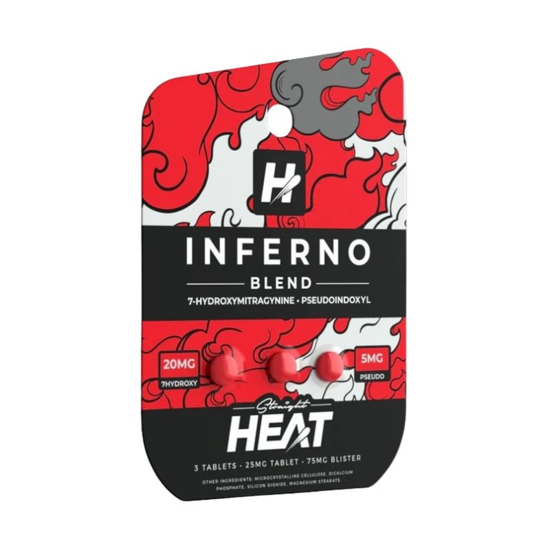 Straight Heat Inferno Blend 7-Hydroxymitragynine + Pseudo Tablets 3ct 25mg Per Tablet