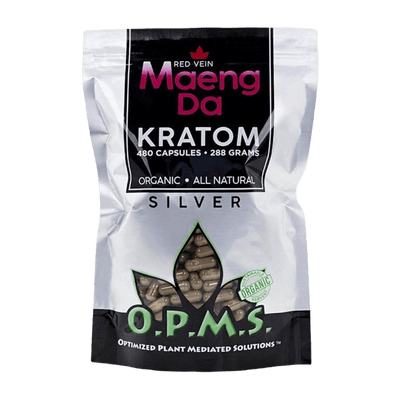 O.P.M.S. SILVER KRATOM CAPSULES 480CT / 288G / 10.16OZ – MAENG DA RED VEIN