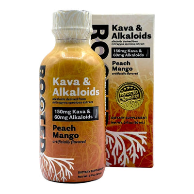 ROOTED KAVA & ALKALOIDS SHOTS 60ML 150MG KAVA / 60MG ALKALOIDS - PEACH MANGO
