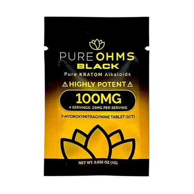 Pure Ohms Black Highly Potent 7-Hydroxymitragynine 100mg Tablet - 1ct