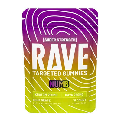 Rave Super Strength Targeted Gummies (250mg Kratom + 250mg Kava) 10ct - Sour Grape