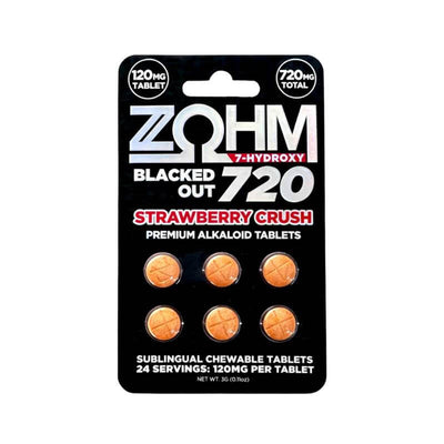 ZOHM BLACKED OUT 7OH KRATOM EXTRACT CHEWABLE TABLETS 6CT 120MG PER TABLET - STRAWBERRY CRUSH