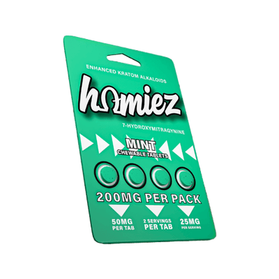 HOMIEZ 7-HYDROXYMITRAGYNINE TABLETS 4CT / 50MG EACH – MINT