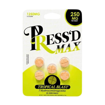 PRESS'D MAX 7-HYDROXYMITRAGYNINE TABLETS 5CT 250MG PER TABLET