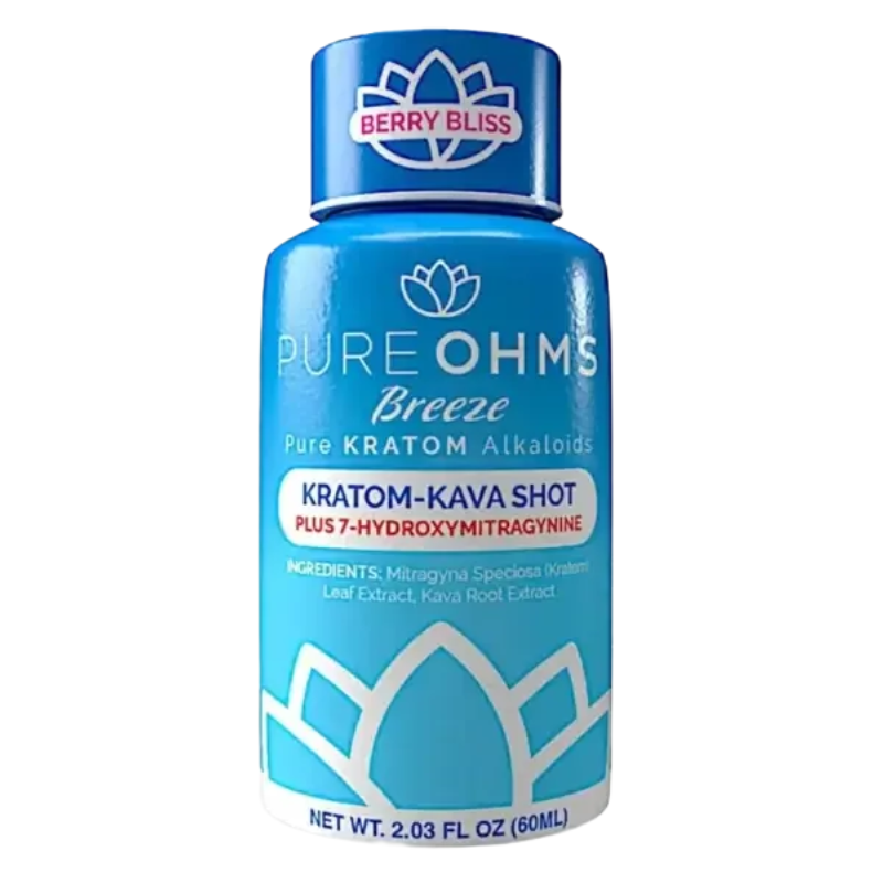 Pure Ohms Kratom Kava Shot Breeze Berry Bliss 60ml