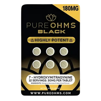 Pure Ohms Black 7-Hydroxymitragynine Tablets 6ct 30mg Per Tablet