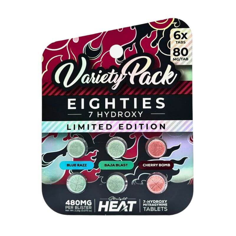 Straight Heat 7-Hydroxymitragynine Limited Edition Chewable Tablets 6ct 80mg Per Tablet (Variety Pack)