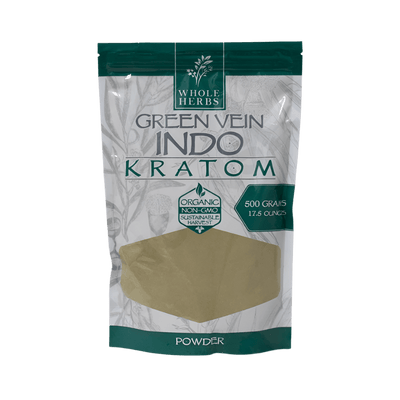 WHOLE HERBS KRATOM POWDER 500G / 17.5OZ - INDO GREEN VEIN