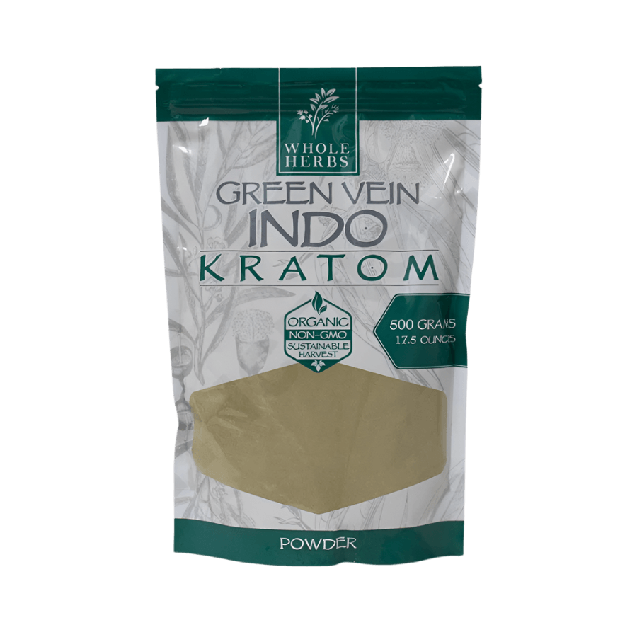 WHOLE HERBS KRATOM POWDER 500G / 17.5OZ - INDO GREEN VEIN