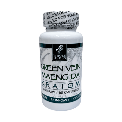 WHOLE HERBS KRATOM CAPSULES 60CT / 36G / 1.3OZ - MAENG DA GREEN VEIN