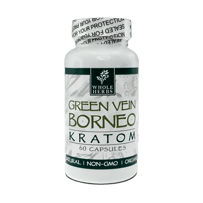 WHOLE HERBS KRATOM CAPSULES 60CT / 36G / 1.3OZ - BORNEO GREEN VEIN