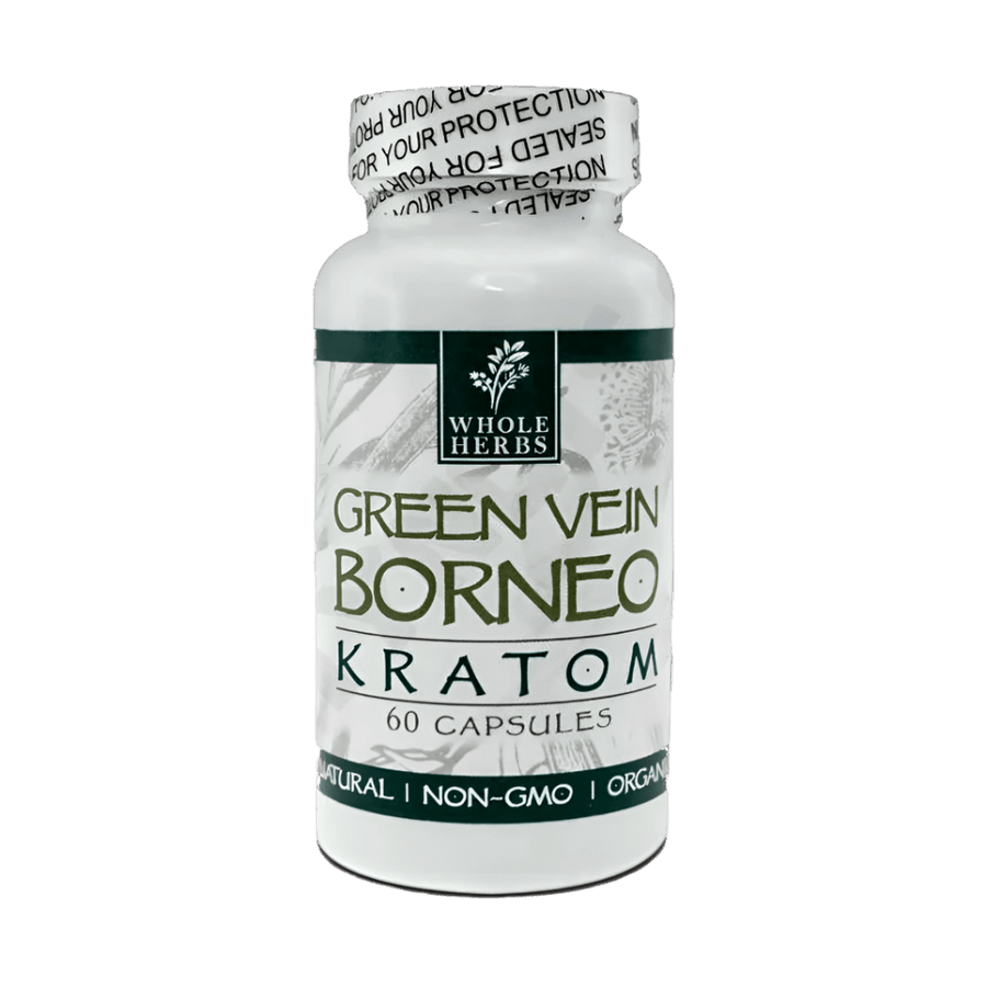 WHOLE HERBS KRATOM CAPSULES 60CT / 36G / 1.3OZ - BORNEO GREEN VEIN