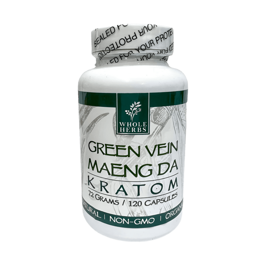 WHOLE HERBS KRATOM CAPSULES 120CT / 72G / 2.5OZ - MAENG DA GREEN VEIN
