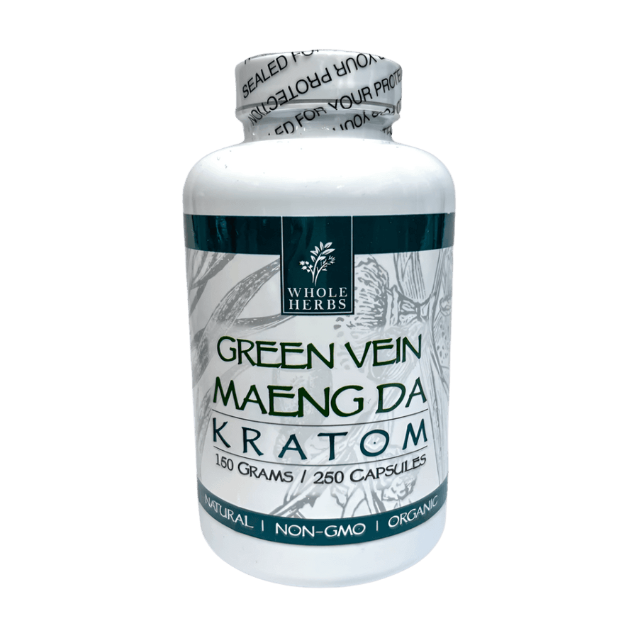 WHOLE HERBS KRATOM CAPSULES 250CT / 150G / 5.3OZ - MAENG DA GREEN VEIN