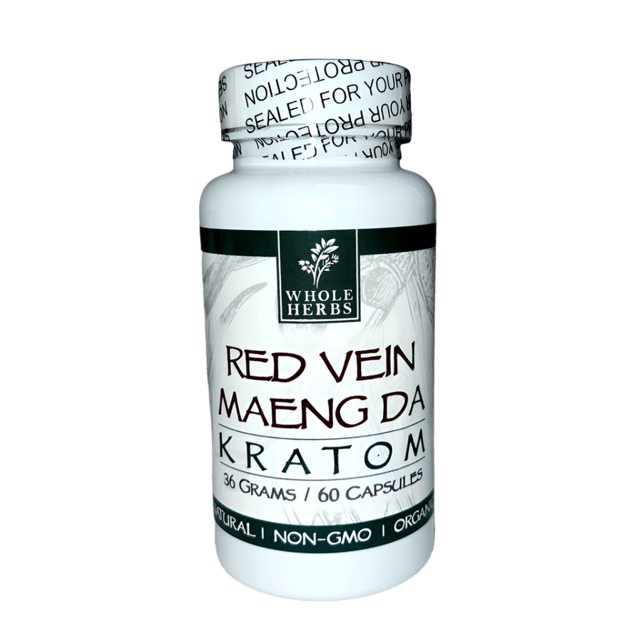 WHOLE HERBS KRATOM CAPSULES 60CT / 36G / 1.3OZ - MAENG DA RED VEIN