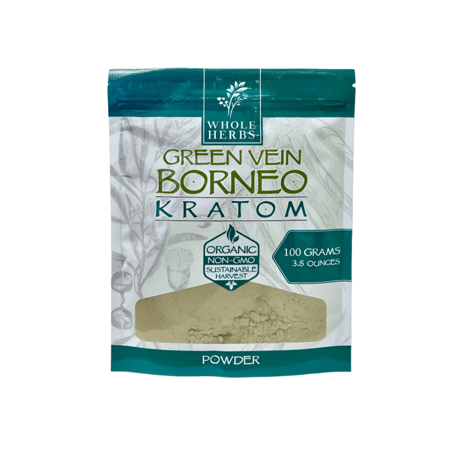 WHOLE HERBS KRATOM POWDER 100G / 3.5OZ - BORNEO GREEN VEIN