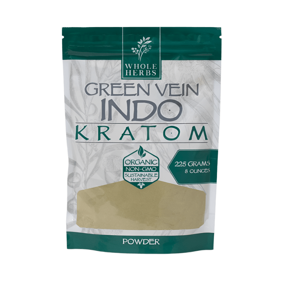 WHOLE HERBS KRATOM POWDER 225G / 8OZ - INDO GREEN VEIN