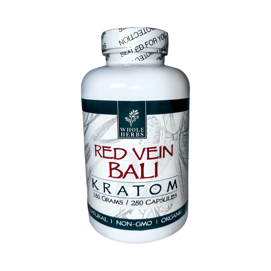WHOLE HERBS KRATOM CAPSULES 250CT / 150G / 5.3OZ - BALI RED VEIN