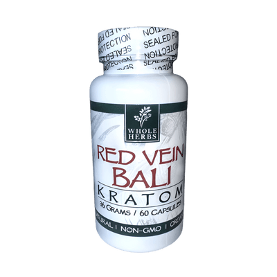 WHOLE HERBS KRATOM CAPSULES 60CT / 36G / 1.3OZ - BALI RED VEIN