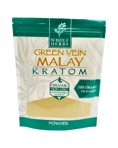 WHOLE HERBS KRATOM POWDER 100G / 3.5OZ - MALAY GREEN VEIN
