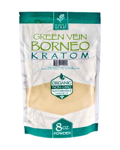 WHOLE HERBS KRATOM POWDER 225G / 8OZ - BORNEO GREEN VEIN