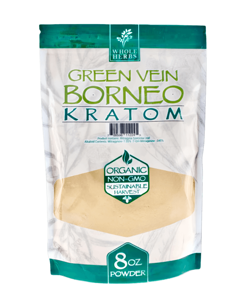 WHOLE HERBS KRATOM POWDER 225G / 8OZ - BORNEO GREEN VEIN