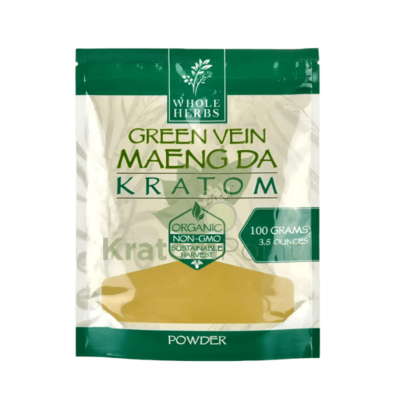 WHOLE HERBS KRATOM POWDER 100G / 3.5OZ - MAENG DA GREEN VEIN