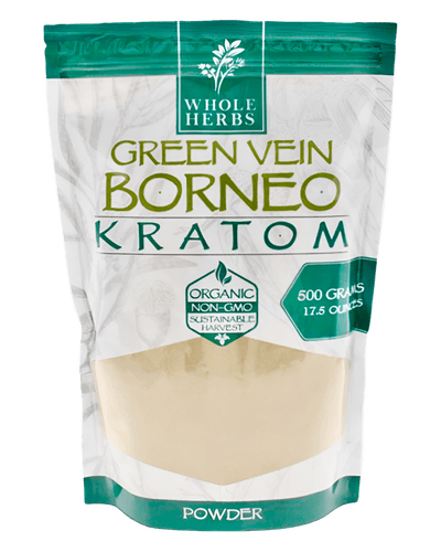 WHOLE HERBS KRATOM POWDER 500G / 17.5OZ - BORNEO GREEN VEIN