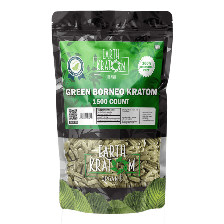 EARTH KRATOM 1500CT CAPSULES - BORNEO GREEN VEIN