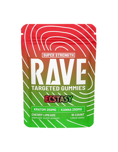 RAVE KRATOM GUMMIES 10CT CHERRY LIMEADE (KRATOM 250MG + KAVA 250MG)
