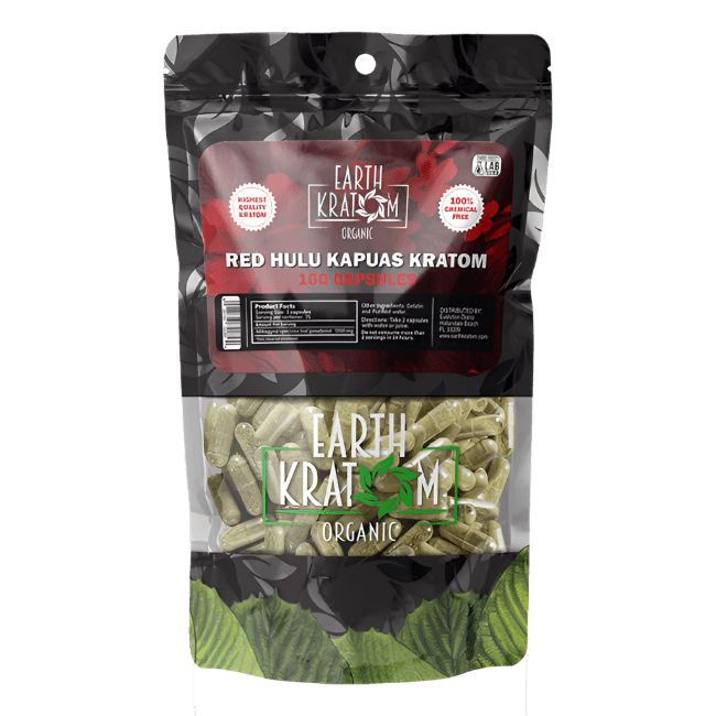 EARTH KRATOM CAPSULES 150CT - HULU RED VEIN