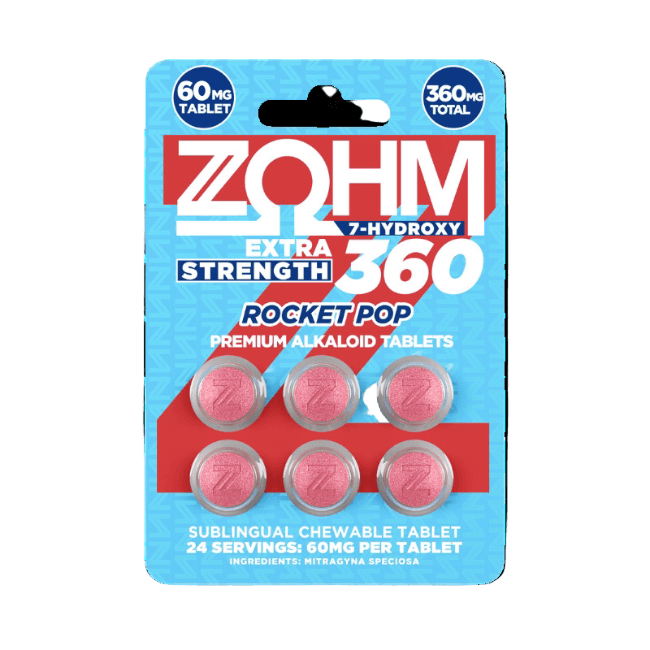 ZOHM 7-HYDROXYMITRAGYNINE EXTRA STRENGTH TABLETS 6CT / 60MG EACH – ROCKET POP