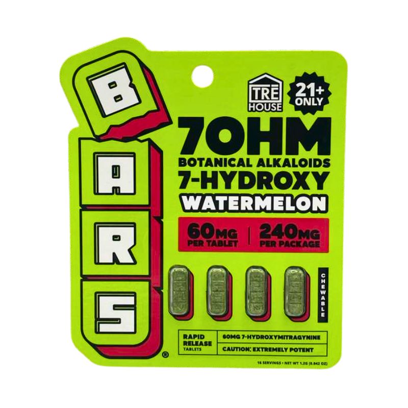 TRE HOUSE BARS 7OHM 7-HYDROXYMITRAGYNINE TABLETS 4CT 60MG PER TABLET