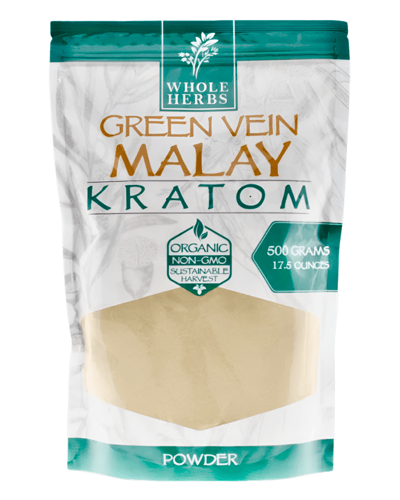 WHOLE HERBS KRATOM POWDER 500G / 17.5OZ - MALAY GREEN VEIN
